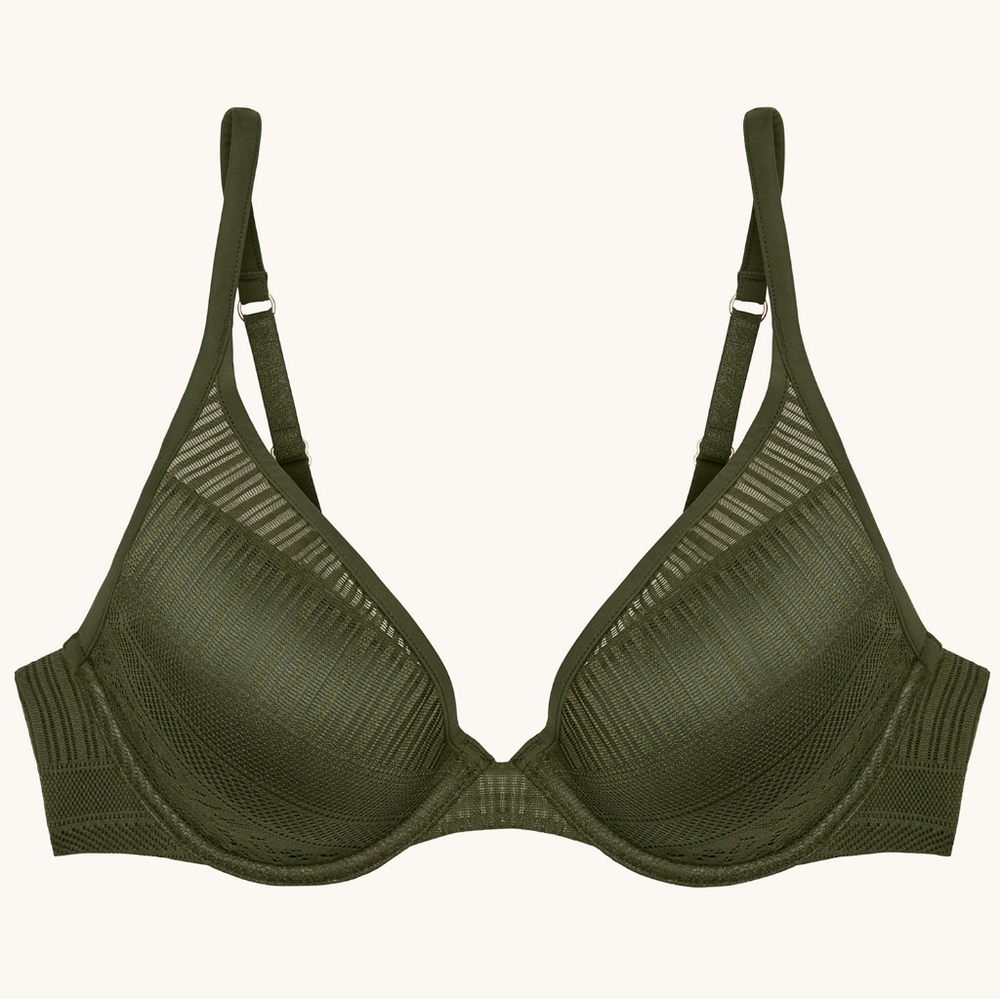 ThirdLove Everyday Lace Plunge Olive 34AA Bra